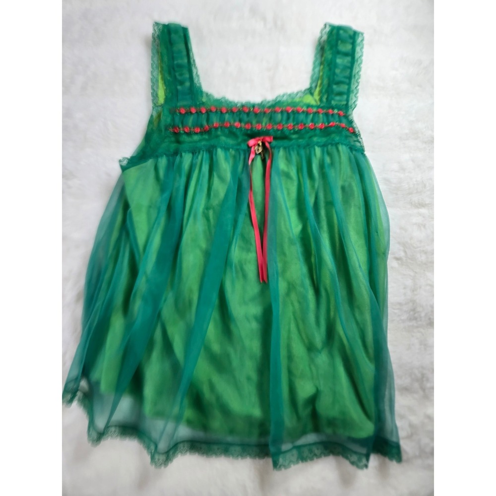 90s Y2K Victoria's Secret Sexy Little Things Green Lace Babydoll Ligerie Set S - Picture 7 of 15